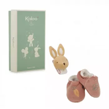 Kaloo Set de regalo 2 en 1 conejo (sonajero + botines) colección Petites Chansons