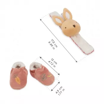 Kaloo Set de regalo 2 en 1 conejo (sonajero + botines) colección Petites Chansons