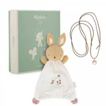 Kaloo Set de regalo 2 en 1 conejo trapito de apego y collar bola de embarazo Petites Chansons