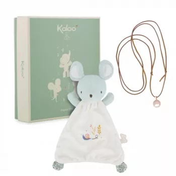 Kaloo Set de regalo 2 en 1 (trapito de apego + collar bola de embarazo) ratón Petites Chansons