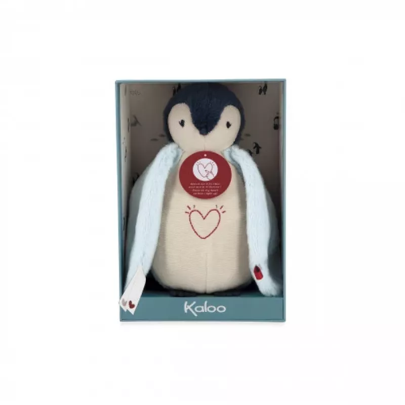 Kaloo Complices Pingüino Peluche luz nocturna con LED de 7 colores y canciones de cuna