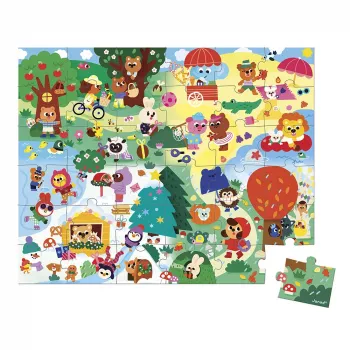 Janod Puzzle en maletín Cuatro estaciones 36 piezas 4+ Fabricado en Francia
