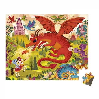 Janod Puzzle en maletín Reino de los dragones 54 piezas 5+ Fabricado en Francia