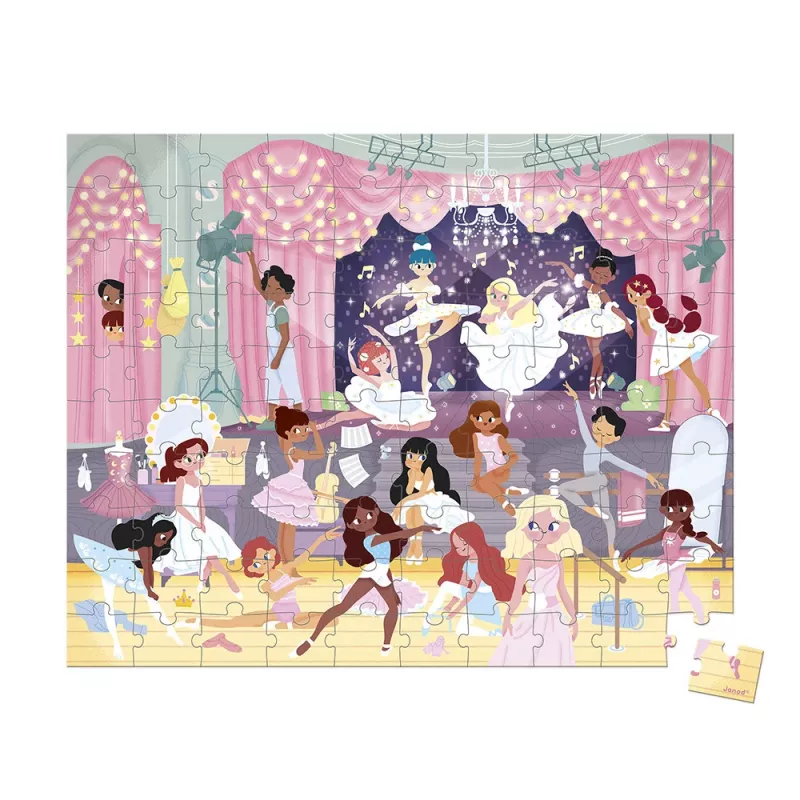 Janod Puzzle en maletín Bailarinas 100 piezas 6+ Fabricado en Francia
