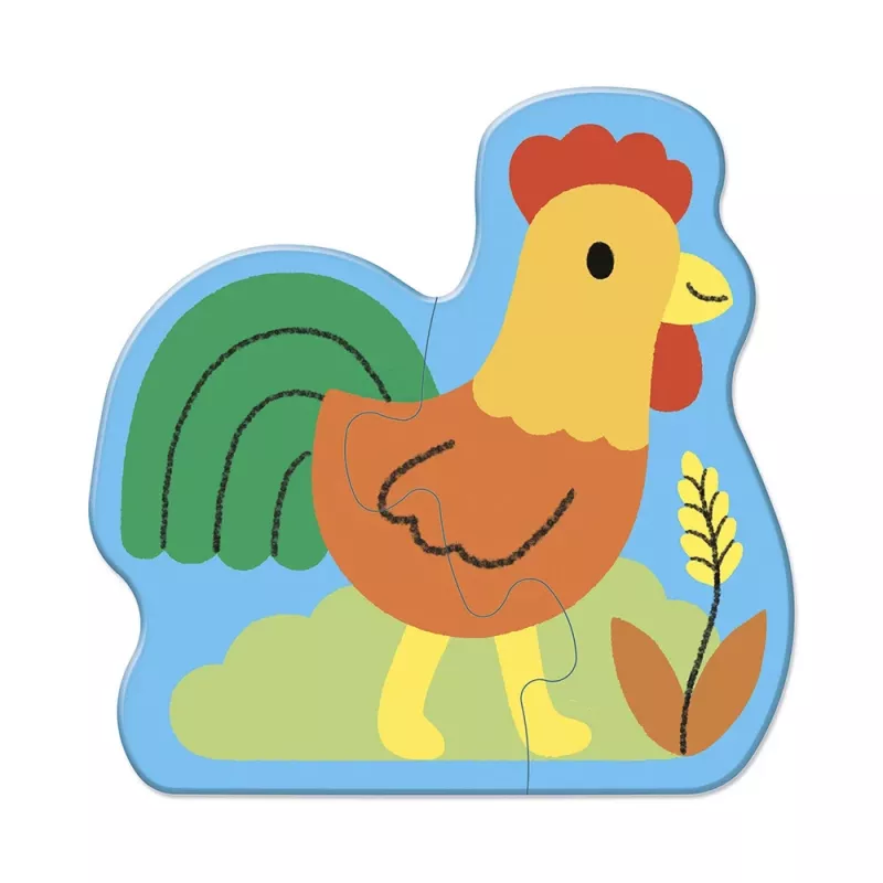 Janod Set de puzzles progresivos 5 puzzles - 2, 4, 6, 8 y 10 piezas Granja 2+