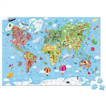 Janod Puzzle en maletín Mapa del mundo 300 piezas