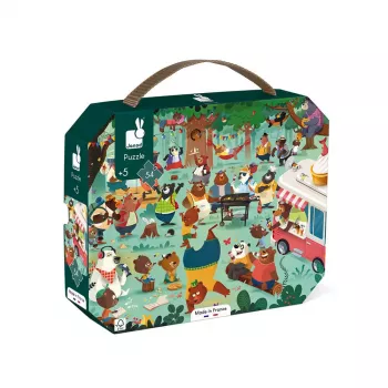 Janod Puzzle en maletín Familia de osos para vestir, 54 piezas
