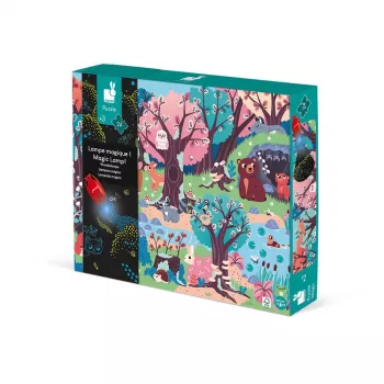 Janod Puzzle luminiscente Forest con lámpara UV 24 piezas