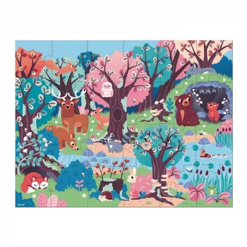 Janod Puzzle luminiscente Forest con lámpara UV 24 piezas