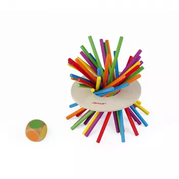 Janod Crazy Sticks juego de equilibrio - juego de habilidad de madera para 1-4 jugadores, multicolor