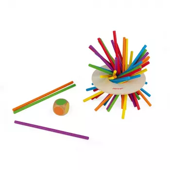 Janod Crazy Sticks juego de equilibrio - juego de habilidad de madera para 1-4 jugadores, multicolor