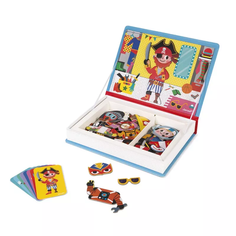 Janod Magnetibook Disfraces de niño juguete magnético educativo - 36 piezas
