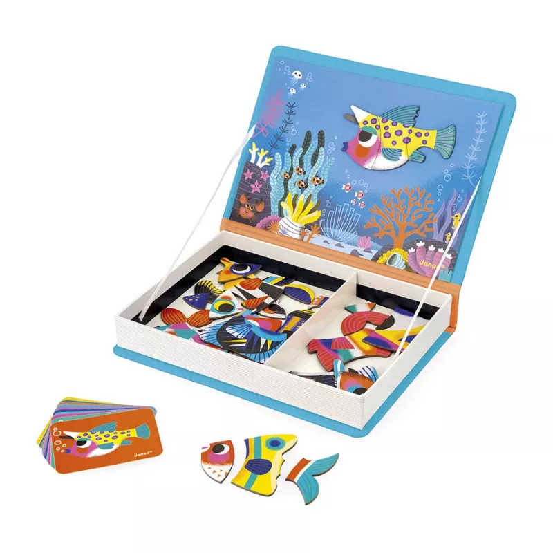 Janod Magnetibook Peces tropicales libro de puzzles magnético 3+