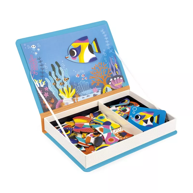 Janod Magnetibook Peces tropicales libro de puzzles magnético 3+