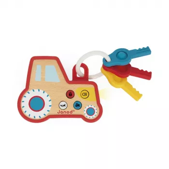 Janod Tractor de madera con sonidos y luz Granja 18m+