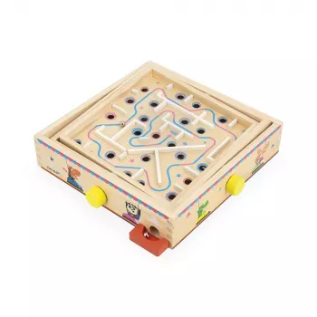 Janod Applepop Ball Maze Game - Laberinto de madera con lápiz magnético para niños a partir de 5 años