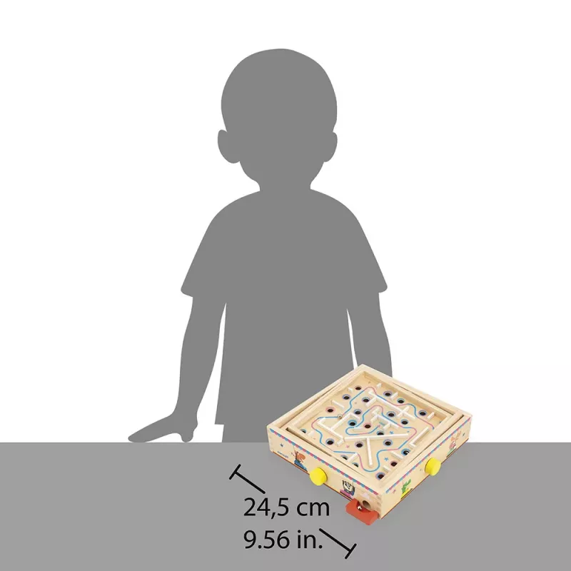 Janod Applepop Ball Maze Game - Laberinto de madera con lápiz magnético para niños a partir de 5 años