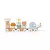 Janod Sweet Cocoon Tren magnético apilable Caracol juguete de arrastre con bloques y sonajero, 12m+