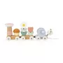 Janod Sweet Cocoon Tren magnético apilable Caracol juguete de arrastre con bloques y sonajero, 12m+