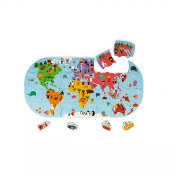 Janod Mapa del mundo puzzle magnético de 28 piezas