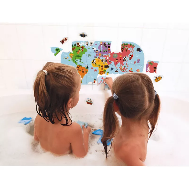 Janod Mapa del mundo puzzle magnético de 28 piezas