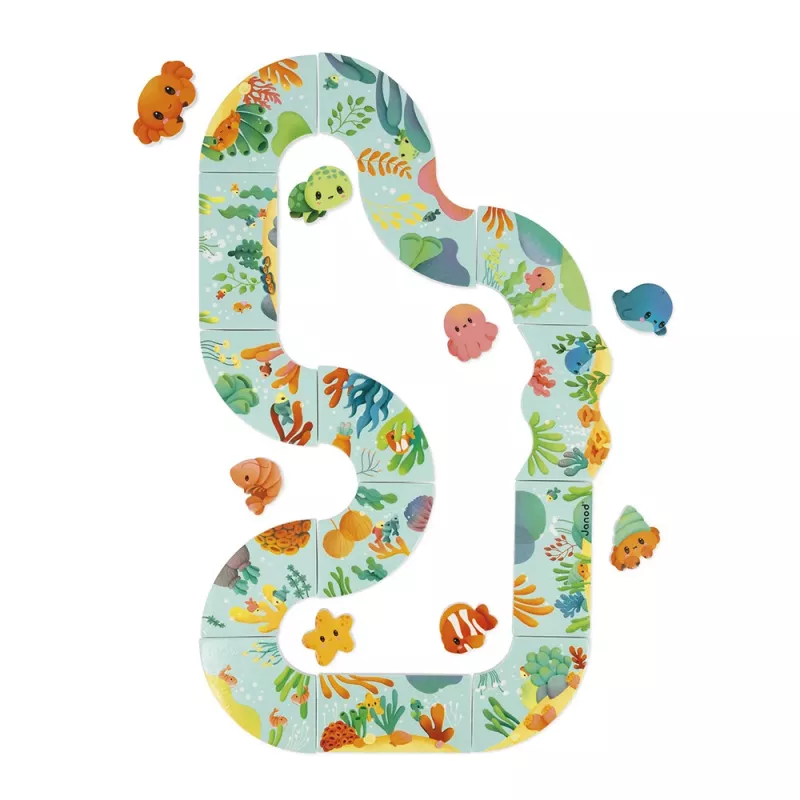 Janod Puzzle de baño Animal Track 28 piezas 18m+