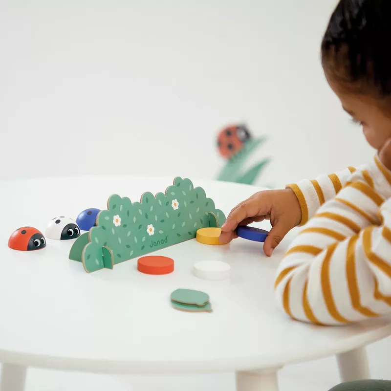 Janod Biedronki Memory - Juego de memoria mariquitas, 20 piezas, madera FSC, edad 2-5