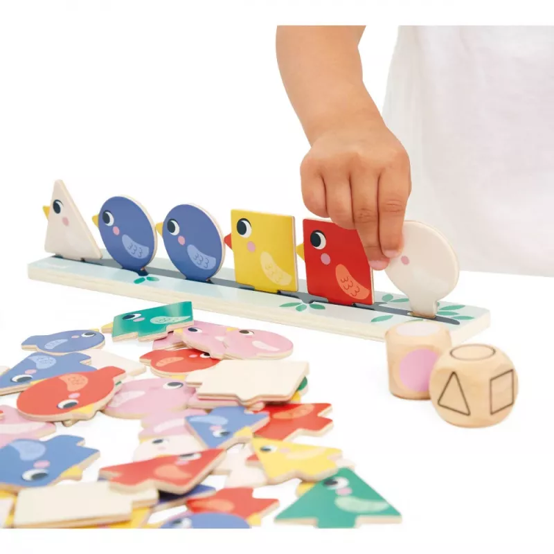 Janod Juguete educativo juego de clasificación formas, colores y tamaños Clasificar pájaros 2+