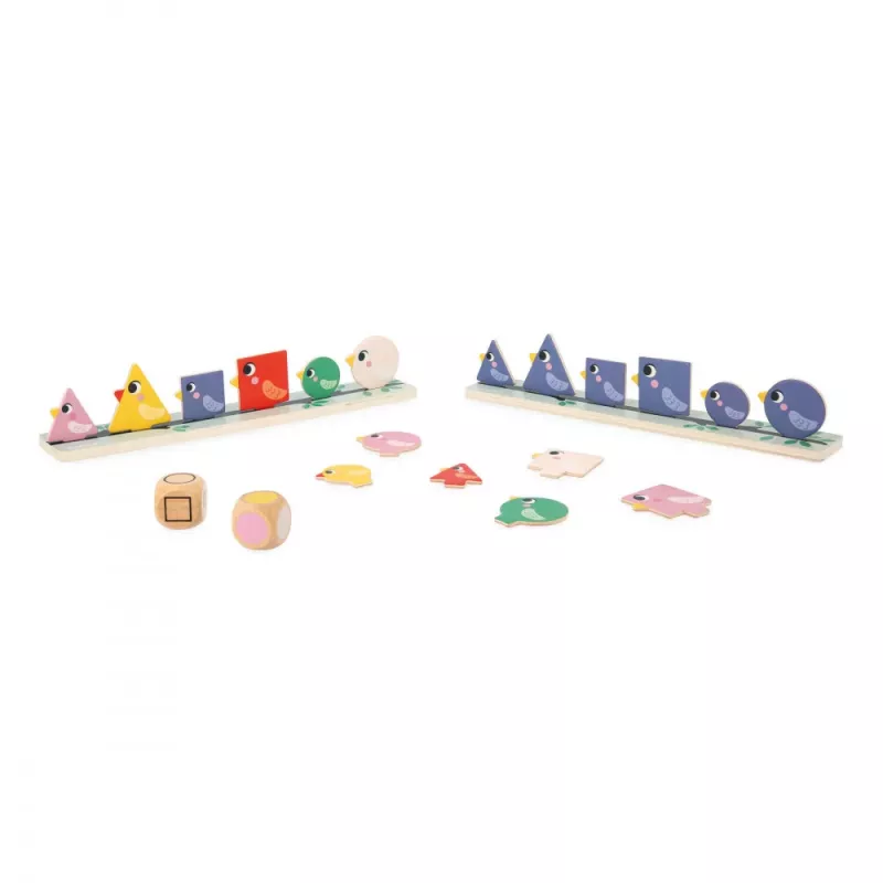 Janod Juguete educativo juego de clasificación formas, colores y tamaños Clasificar pájaros 2+