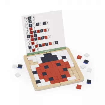 Janod Puzzle de mosaico de madera simetría y codificación 4en1 5+