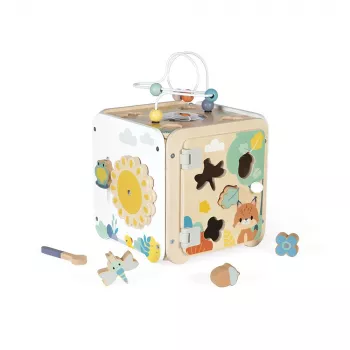 Janod Pure Gran cubo de actividades con laberinto de cuentas - 20 actividades - J05142