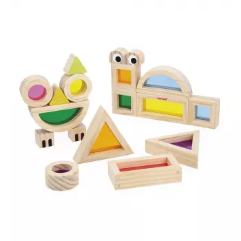 Janod Bloques de madera sensoriales transparentes de colores 12m+