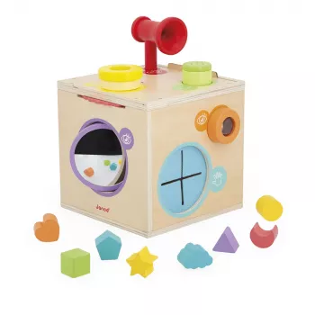 Janod Cubo de actividades sensorial de madera a partir de 18 meses
