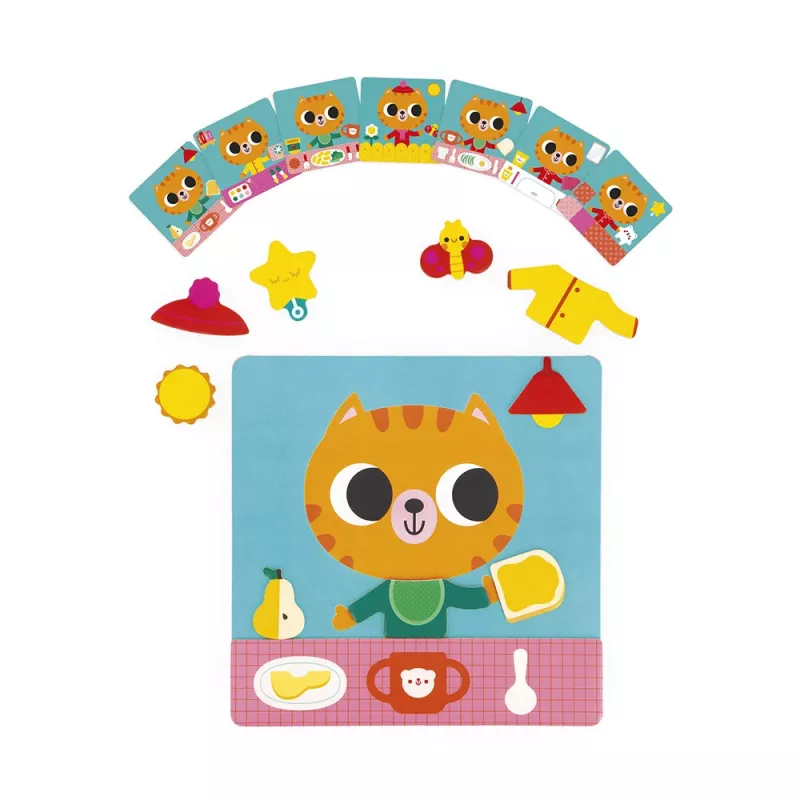Janod Juego educativo magnético Gato rutina diaria 72 piezas