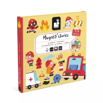 Janod Magneti'stories Bomberos Set magnético de historias - 30 piezas