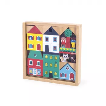 Janod Set de bloques y figuras 36 piezas cruce de ciudad 2+