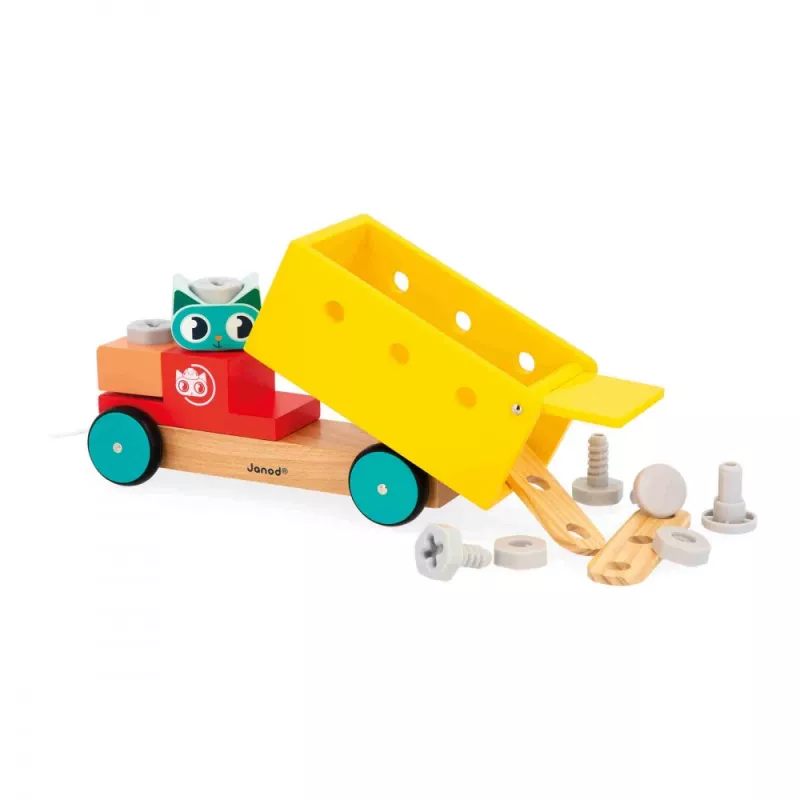 Janod Brico'Kids Camión de montaje de arrastre 2+