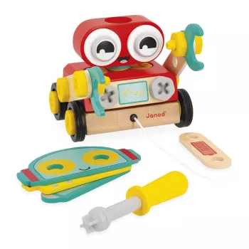 Janod Brico'Kids Robot de madera para montar y arrastrar 2+