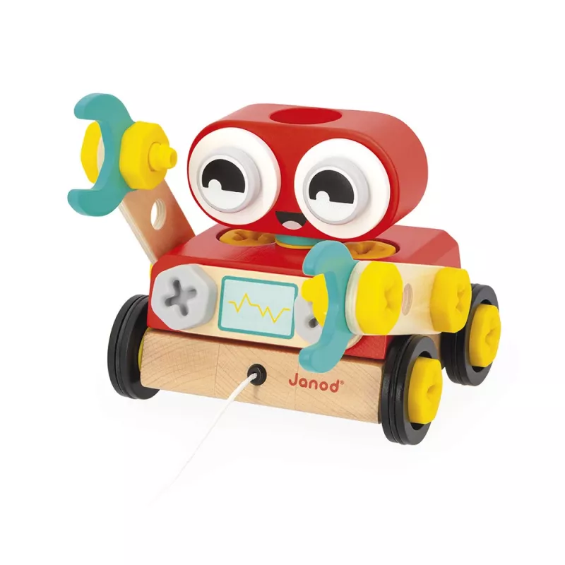 Janod Brico'Kids Robot de madera para montar y arrastrar 2+