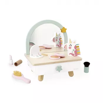 Janod Tocador de madera con accesorios unicornio 3+