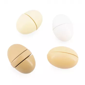 Janod Huevera de cartón prensado con 4 huevos de madera - Set de alimentos para juego simbólico