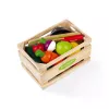 Janod Set caja de frutas y verduras de madera para cortar - 18 piezas accesorios de cocina de juguete con cuchillo y tabla de cortar