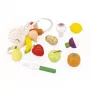 Janod Shiny Grandma Set de alimentos de juguete de madera en bolsa de malla, 12 piezas