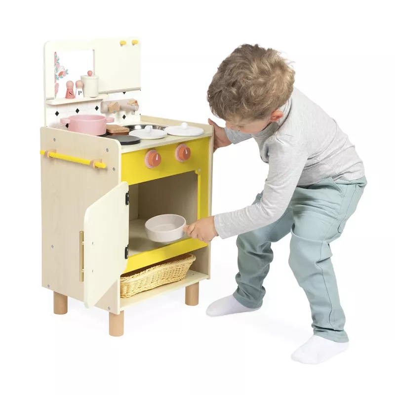Janod Cocina de juguete de madera con 10 accesorios Shiny Grandma 3+