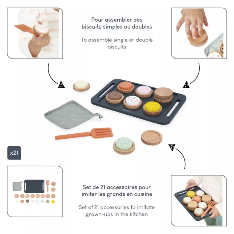 Janod Set de repostería de galletas de madera 21 piezas Shiny Grandma 3+