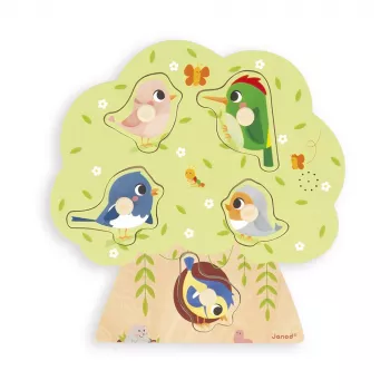 Janod Puzzle musical sonidos de pájaros 18m+