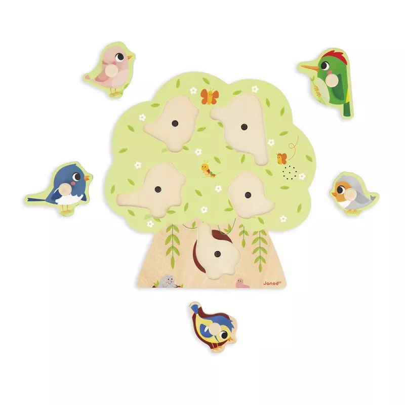Janod Puzzle musical sonidos de pájaros 18m+