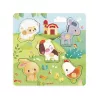 Janod Pure Puzzle sensorial de madera animales de granja 7 piezas