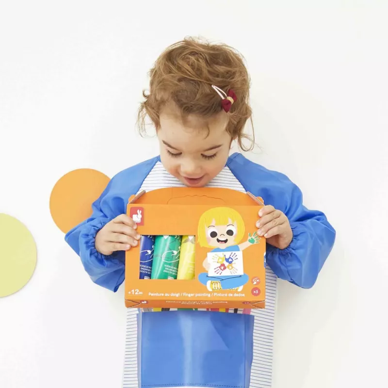 JANOD Pintura de dedos 5 colores 400 ml base acuosa no tóxica lavable pintura artística para niños a partir de 18 meses