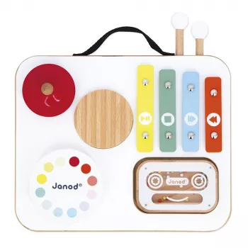 Janod Confetti Tablero de actividades musical con asa J07679